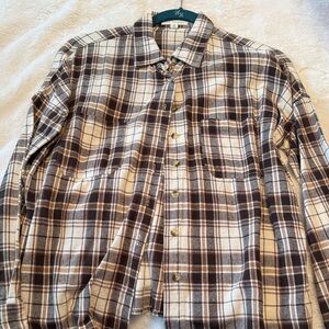 LA Hearts Brown and White Flannel Shirt